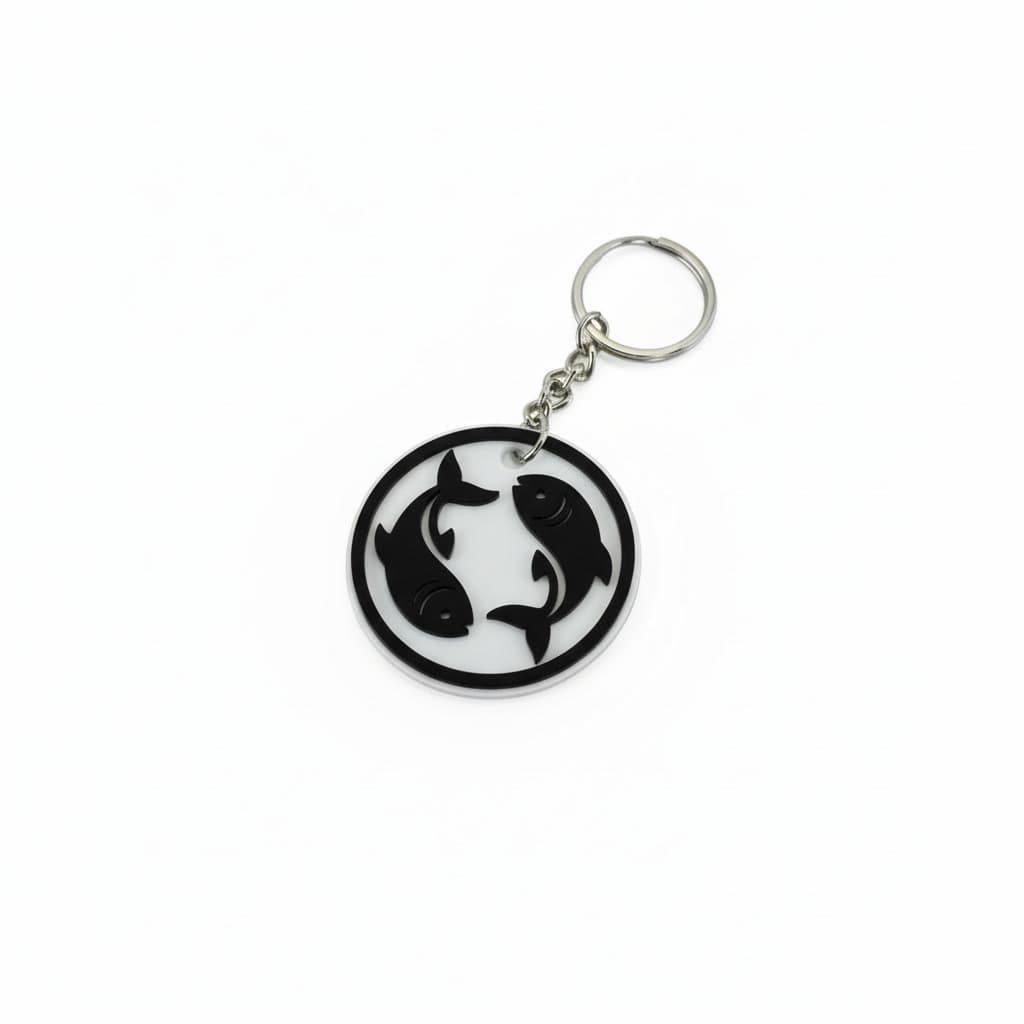 Pisces zodiac keychain — black